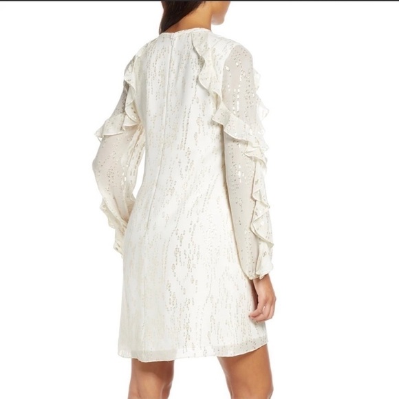 NWT Lilly Pulitzer Belle Metallic Ruffle-Trim Silk Shift Mini Cocktail Dress - Picture 5 of 14